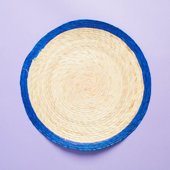 Palm Leaf Placemats - NWOT - blue & orange trim - Picture 2 of 4